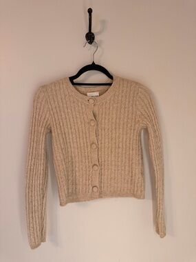 Cream Cable-Knit Button-Front Women's Sweater
